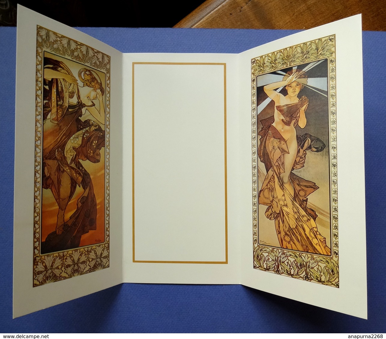 MUCHA... .. CARTE POSTALE FORMAT TRIPTYQUE...SÉRIGRAPHIE  .......REPRODUCTION ETOILE DU SOIR ET ETOILE DU MATIN - Mucha, Alphonse