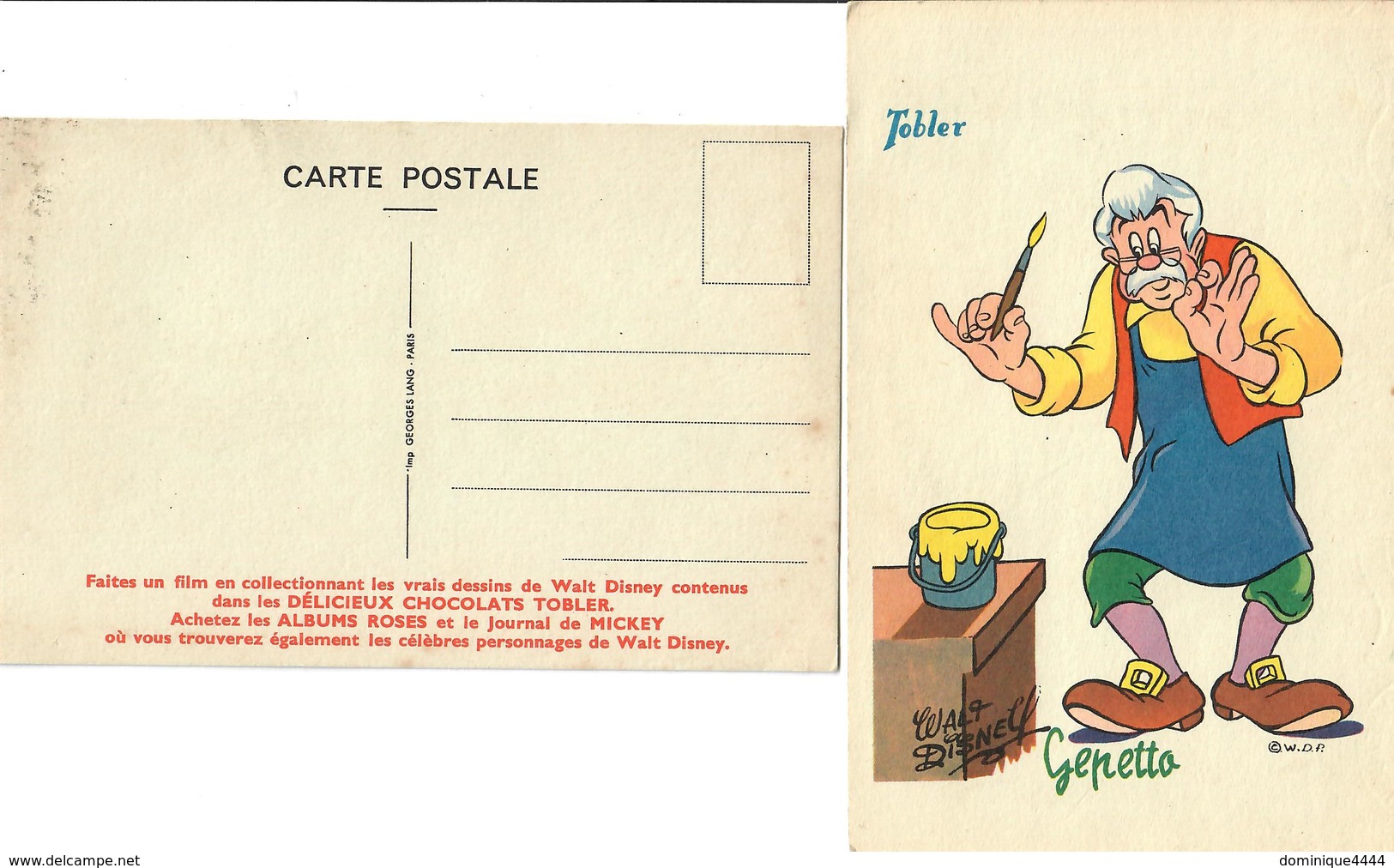 Publicité Chocolat Tobler Lot De 40 Cartes Des Personnages De Walt Disney - Advertising