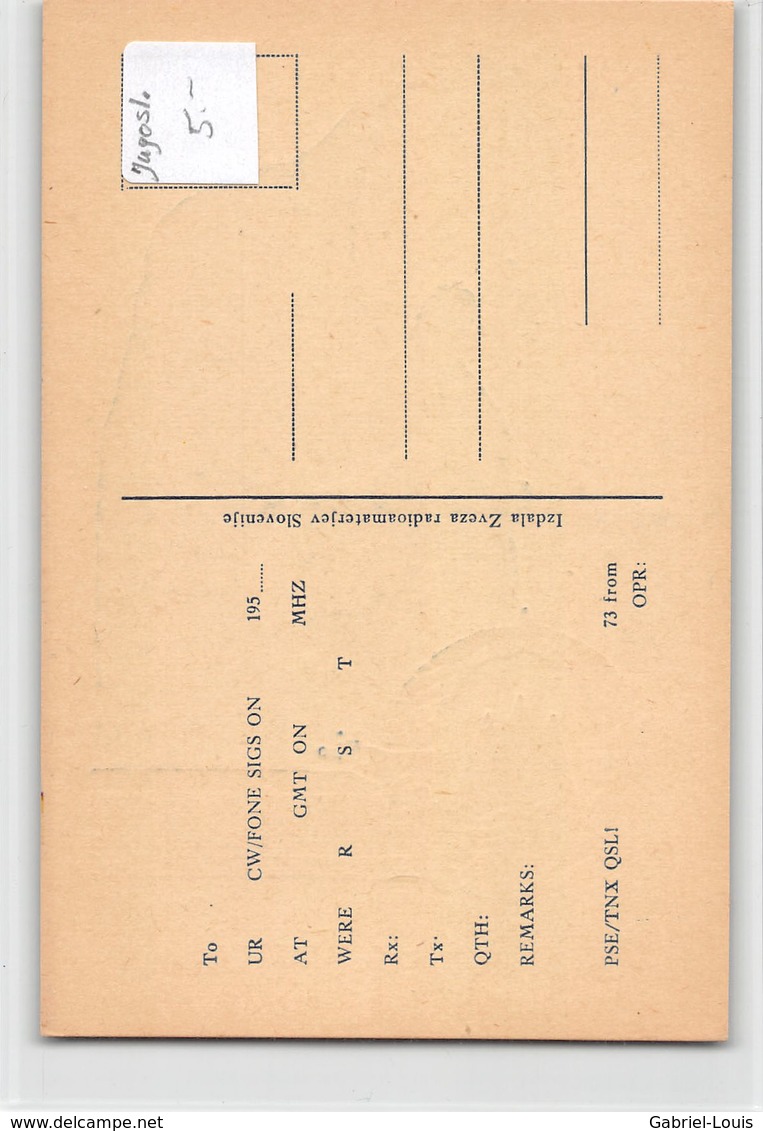 QSL Cards - YU3CW- YU 3 CW - Yugoslavia  - Izdala Zveza Radioamaterjev Slovenije - - Radio Amatoriale