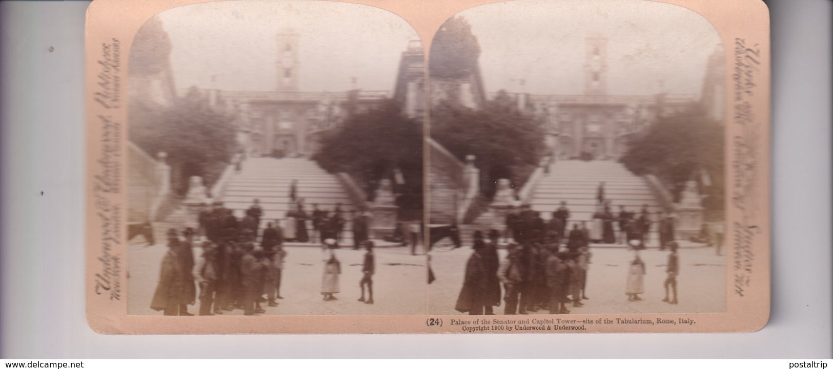 ITALY ITALIA PALACE SENATOR AND CAPITOL TOWER ROME Stéréoscopique Stéréoscope Carte Photo Stéréo - Fotos Estereoscópicas