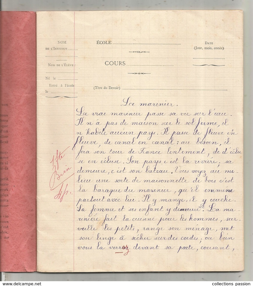 Cahier D'école , Cahier Spécial De Devoirs Mensuels , Cours Moyen ,1907, 4 Scans , Frais Fr 2.85 E - Altri & Non Classificati