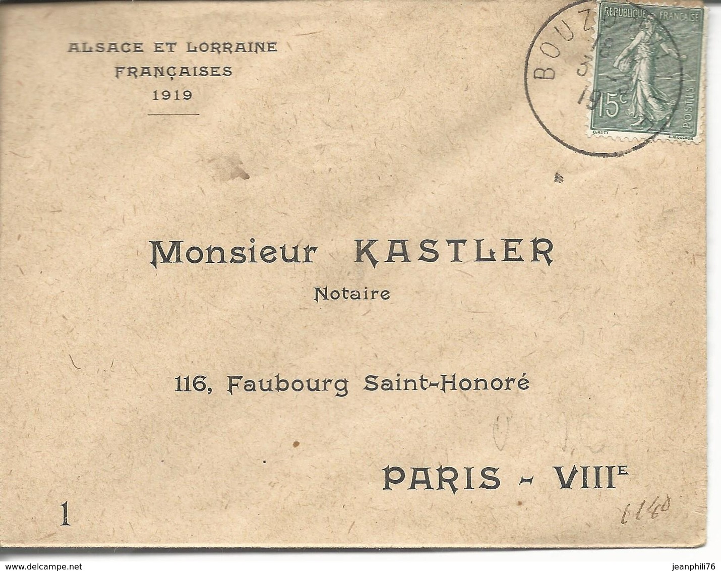 Alsace Et Lorraine Françaises De Bouzonville>> Notaire à Paris Cachet Administratif"bezirk Lothringen*bürgermeisteramt*" - WW I