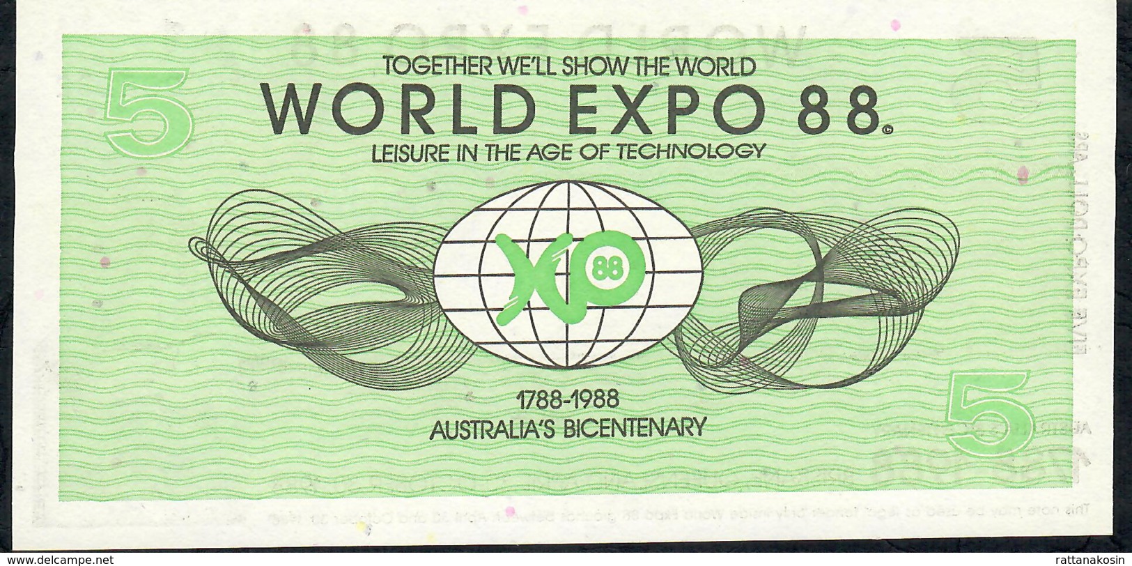 AUSTRALIA NLP 5 DOLLARS 1988 WORLD EXPO BRISBANE UNC. - Otros & Sin Clasificación