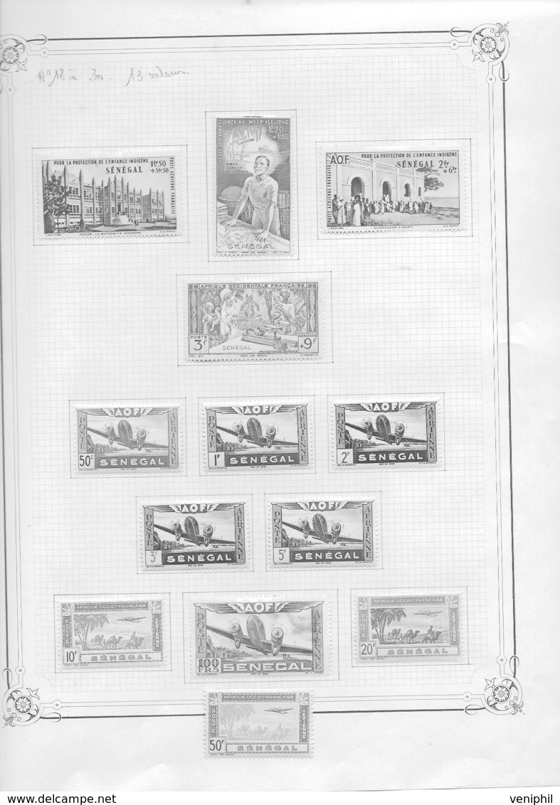 SENEGAL- POSTE AERIENNE N° 18 A 30 NEUF CHARNIERE - ANNEE 1942 - - Poste Aérienne