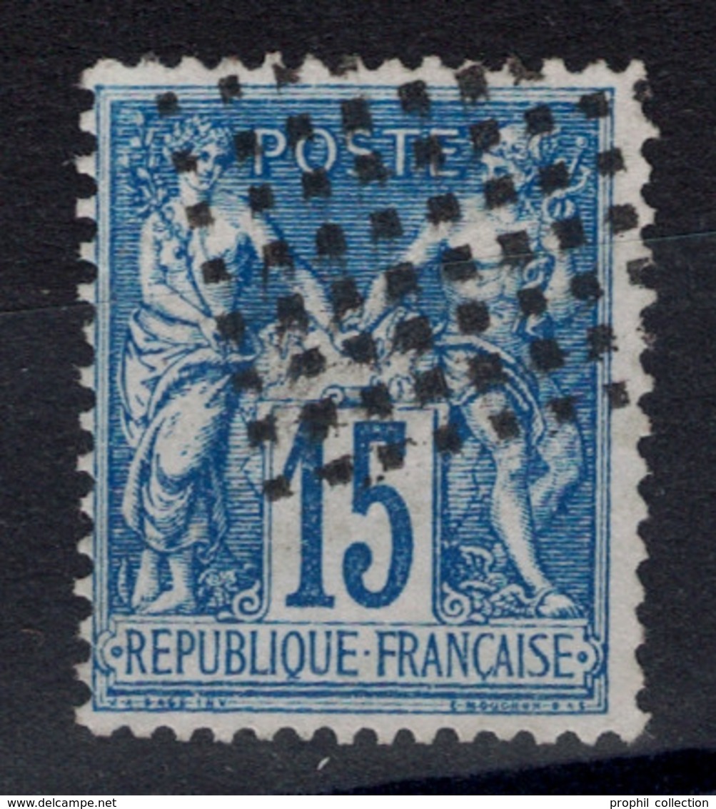 RARE OBLITERATION Du CACHET D'ESSAI DE PARIS DÉPART (LOSANGE DE POINTS) Sur TIMBRE SAGE N° 90 15c BLEU OBLITÉRÉ TB - 1876-1898 Sage (Type II)