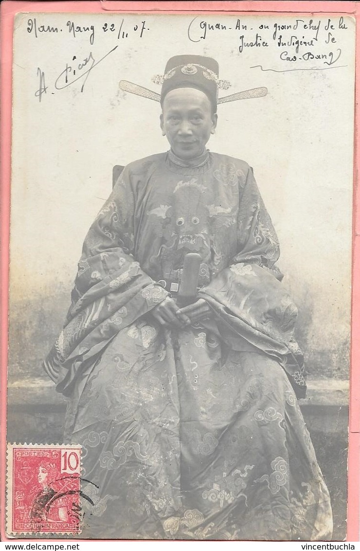 Carte Photo Indochine Nam Nang Guan-An Grand Chef De La Justice Infigène De Cao-Bang Gros Plan - Viêt-Nam