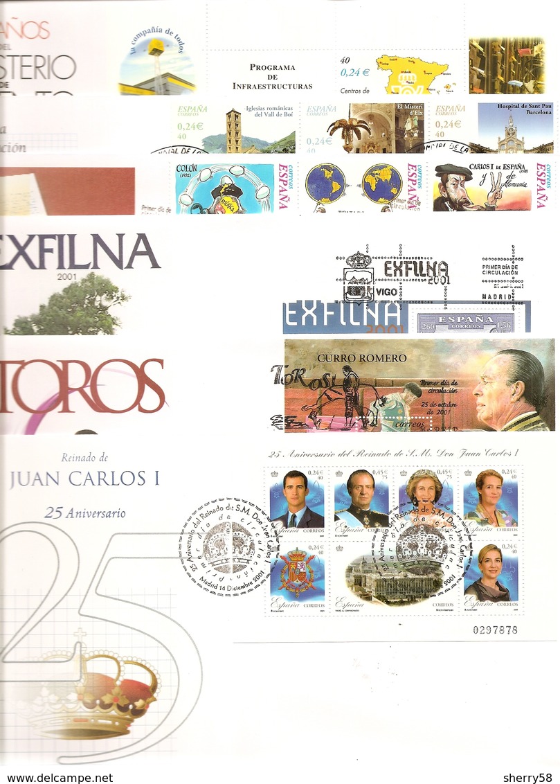 2001-AÑO COMPLETO EN S.P.D. DEL SERVICIO FILATELICO DE CORREOS ( S.F.C. )- - FDC