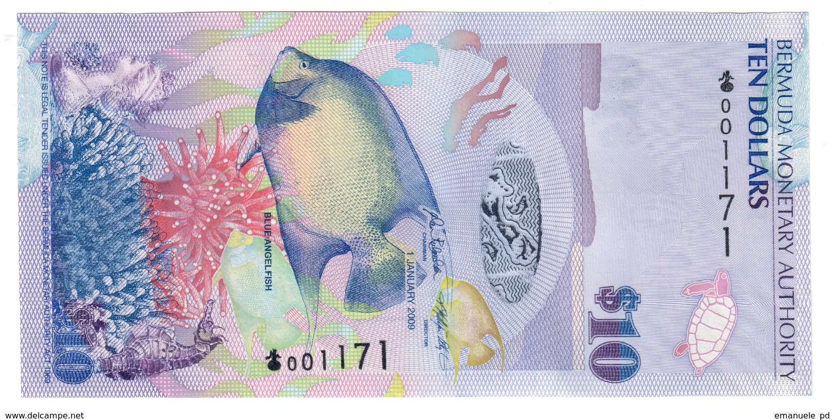 Bermuda 10 Dollars 2009 "Onion" S/N 001171 UNC .PL. - Bermude