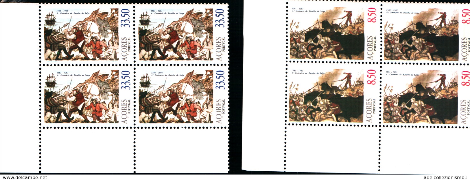 92224) AZZORRE-1981 Serie 4° CENT. BATTAGLIA DI SALGA  In Quartina-MNH** - Autres & Non Classés