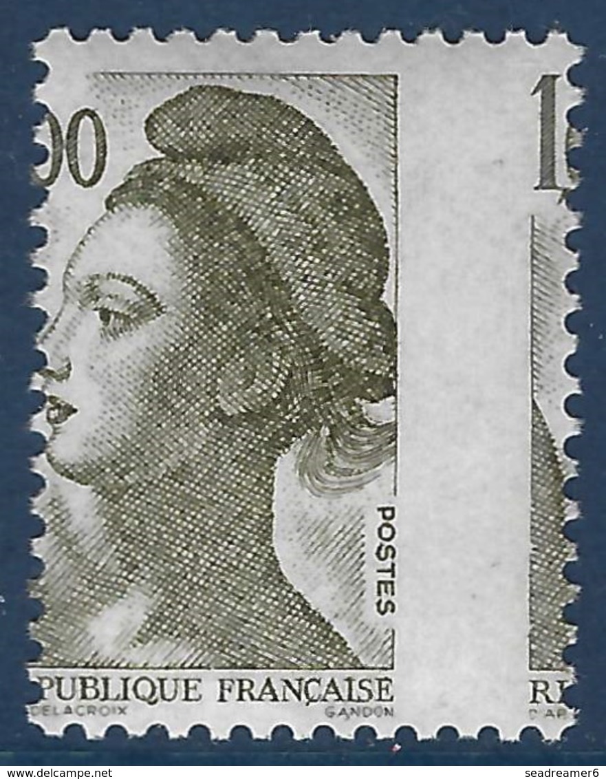 France Liberté N°2185** 1 Fr Olive Variété De Piquage Décalé Lateralement (bien Plus Rare !) Signé Calves - Unused Stamps