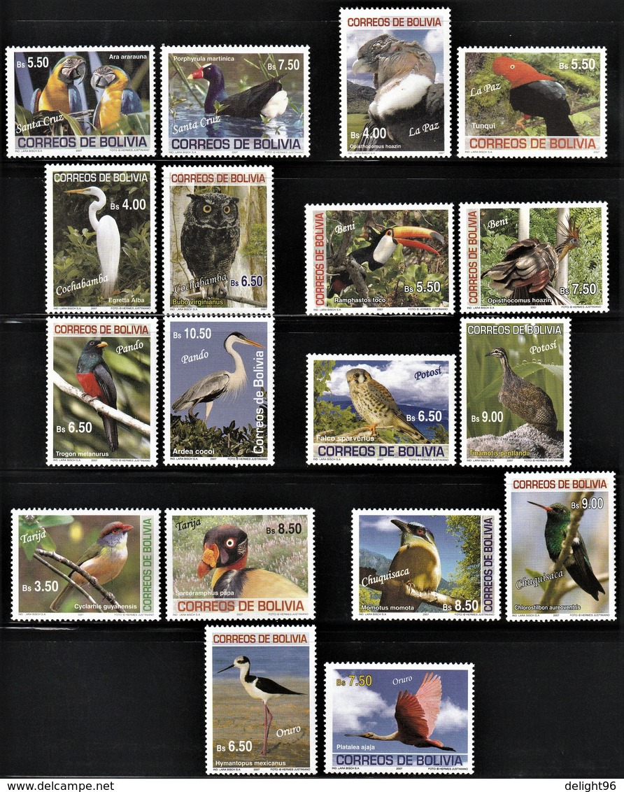 2007 Bolivia Birds Of The Regions Complete Series (** / MNH / UMM) - Altri & Non Classificati