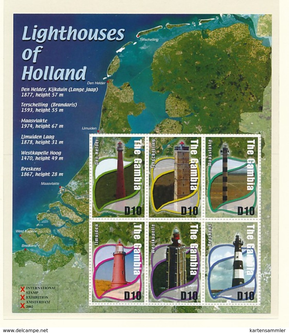 GAMBIA Mi. Nr. 4793-4798 Niederländische Leuchttürme - MNH - Faros