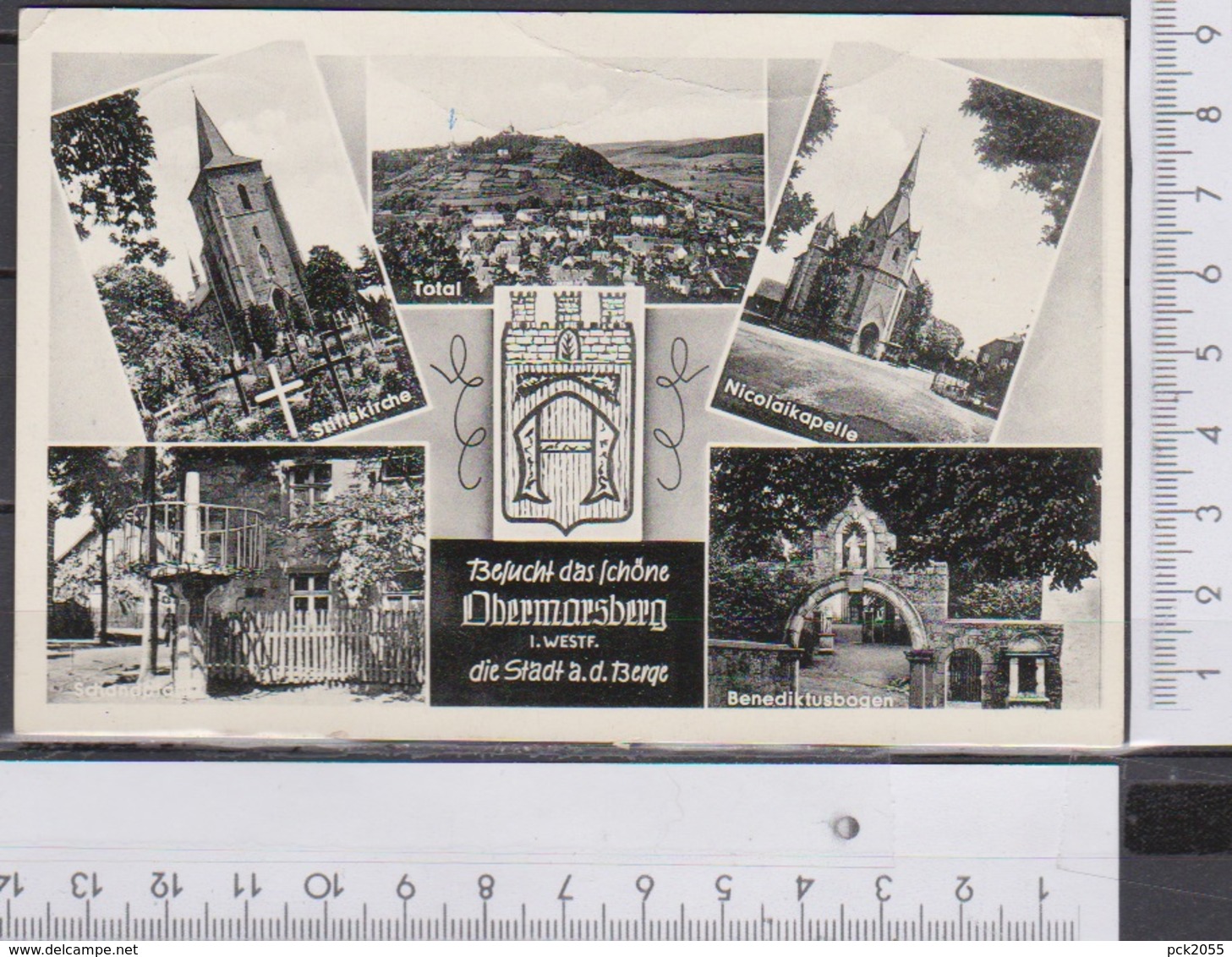 Obermarsberg Stiftskirche,Nicolaikapelle, Totalansicht Gelaufen 1951( AK 514 )  Günstige Versandkosten - Marsberg