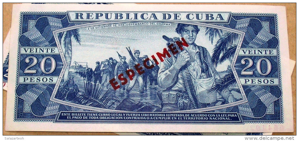 Cuba, Billete De 1978 De VEINTE (20) PESOS SPECIMEN, Gem-UNC. Primeros Años De La Revolución. - Cuba