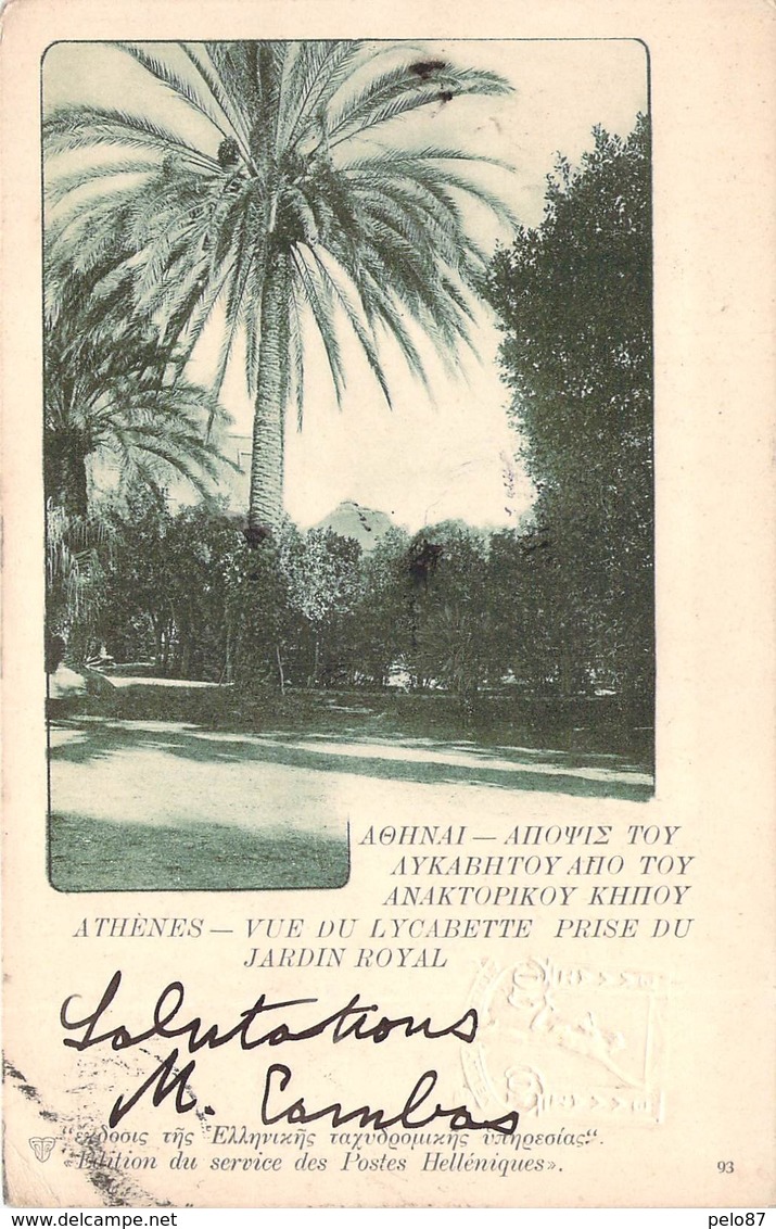 (RARE) CPA  Grèce Athènes Vue Du Lycabette Prise Du Jardin Royal  (précurseur)  M427 - Grèce