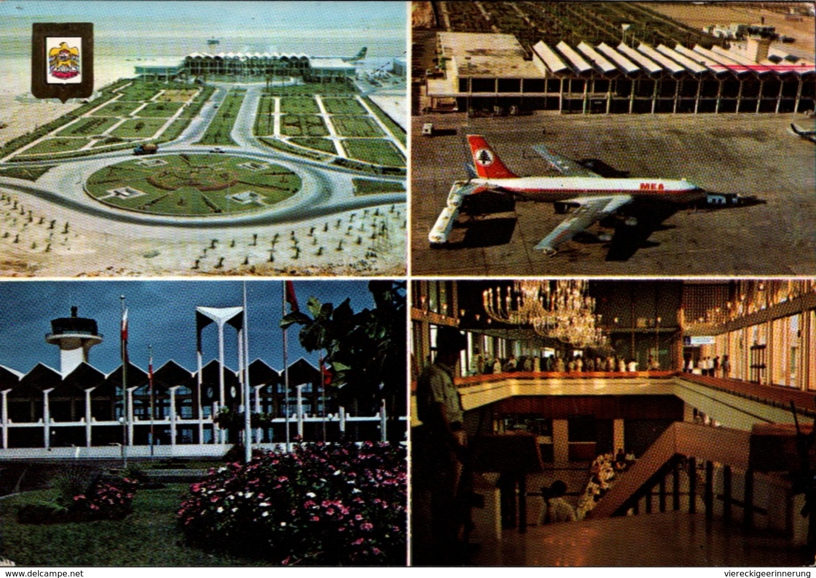 ! 1979 Ansichtskarte Abu Dhabi Internatinal Airport, U.A.E., Trucial States, Boeing, Middle East Airlines - Ver. Arab. Emirate