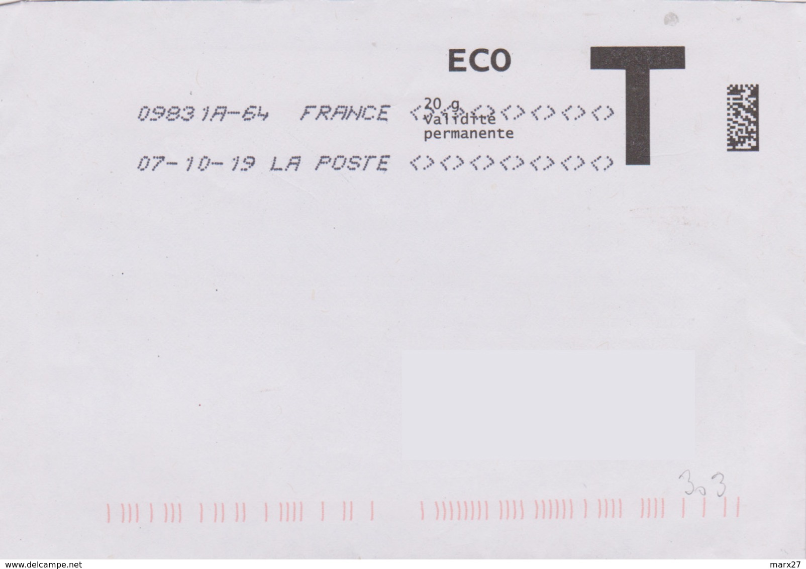 Toshiba 09831A-64 Du 07-10-19 7 Signes Inférieurs Et Supérieurs Lettre T Eco - Mechanische Stempels (varia)