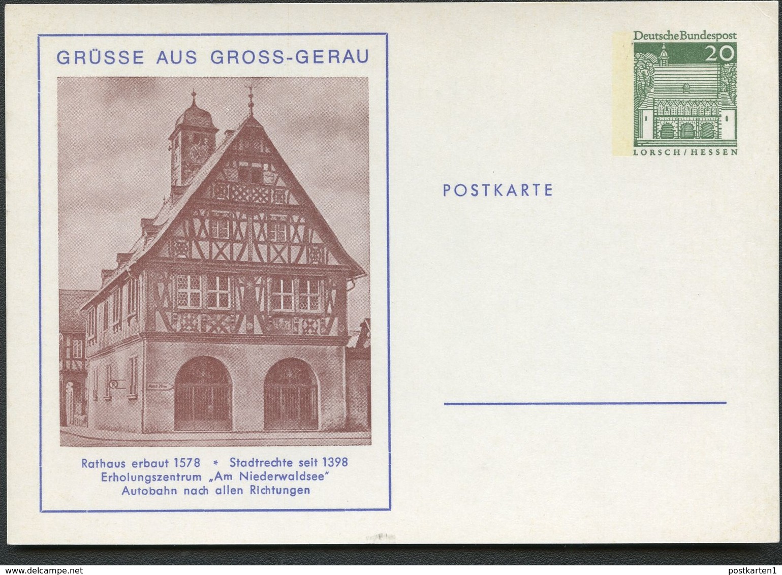 Bund PP38 B2/003 RATHAUS GROSS-GERAU 1971  NGK 5,00 € - Private Postcards - Mint