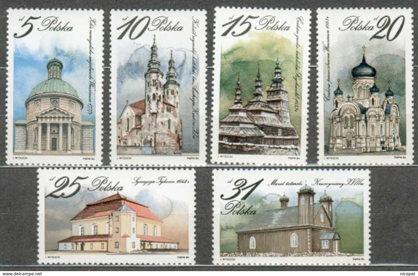 POLAND MNH  ** 2766-2771 Architecture Religieuse église Synagogue Mosquée - Ungebraucht