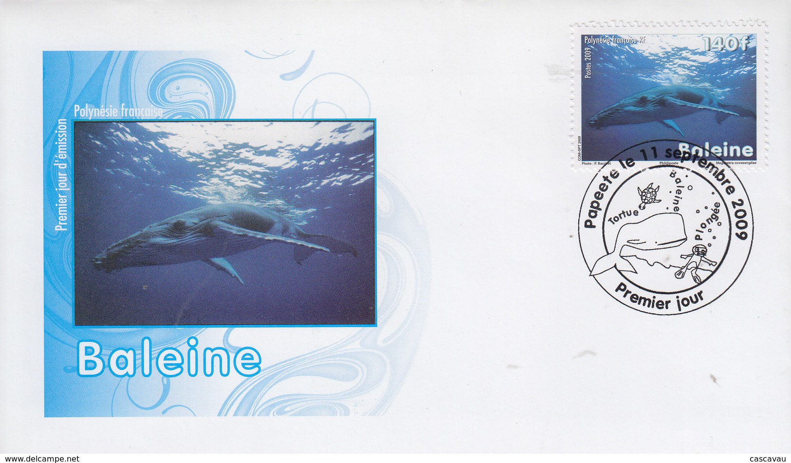 Enveloppe  FDC  1er  Jour    POLYNESIE     BALEINE   2009 - Whales