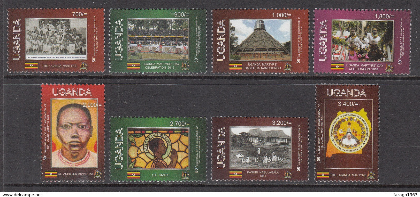 2015 Uganda Martyrs Complete  Set Of 8 MNH - Uganda (1962-...)