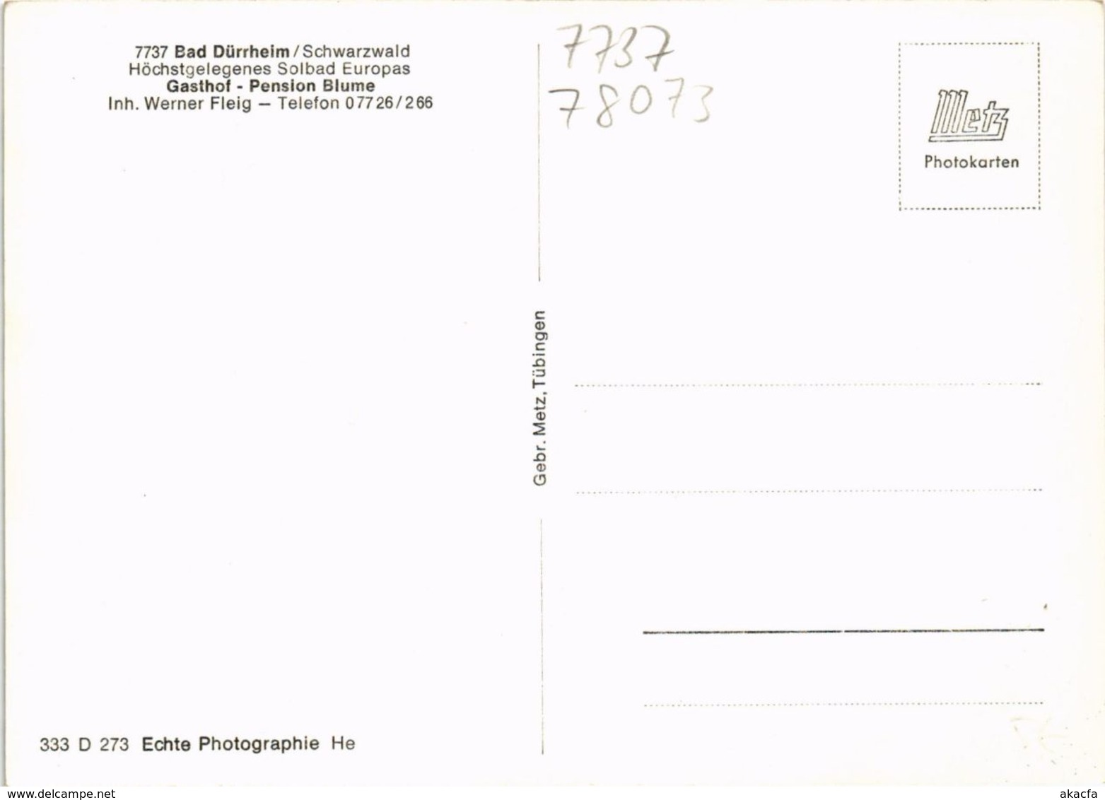 CPA AK Bad Durrheim Gasthof Pension Blume GERMANY (934891) - Bad Duerrheim