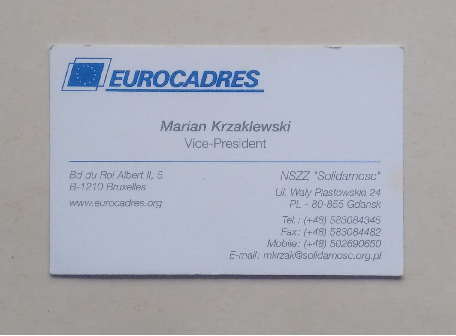 Poland Pologne Marian Krzaklewski Politician Trade Union Activist Politicien Syndycaliste Visiting Card Carte De Visite - Tarjetas De Visita