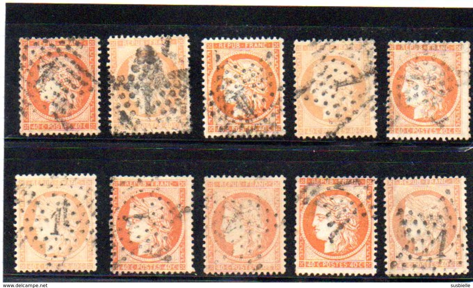 FRANCE --  N° 38 -  LOT DE 10 EX  - Obl  étoiles De Paris - B/TB  1er Choix -  Pour étude - 1870 Siège De Paris