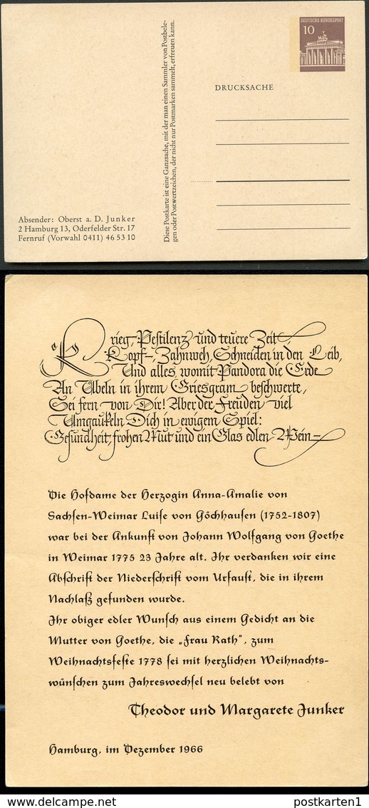 Bund PP42 C2/002 GOETHE URFAUST JUNKER HAMBURG 1966  NGK 5,00 € - Private Postcards - Mint