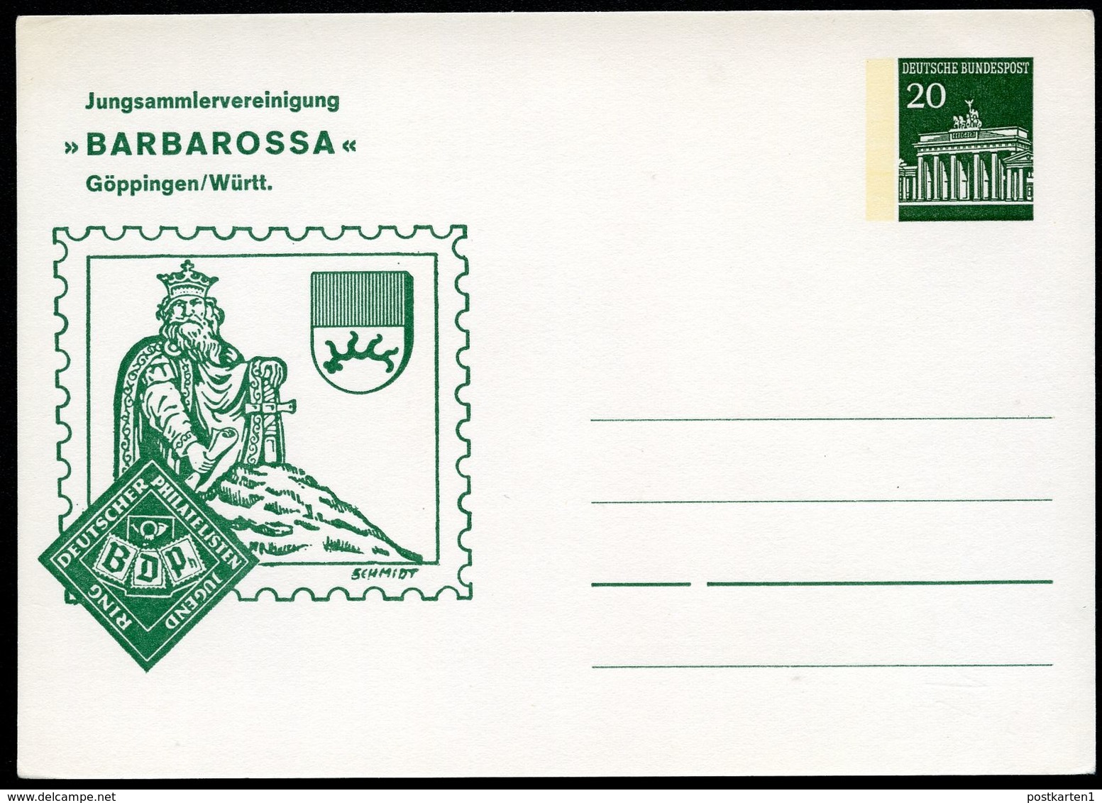 Bund PP43 B2/001 BARBAROSSA GÖPPINGEN 1968  NGK 5,00 € - Private Postcards - Mint