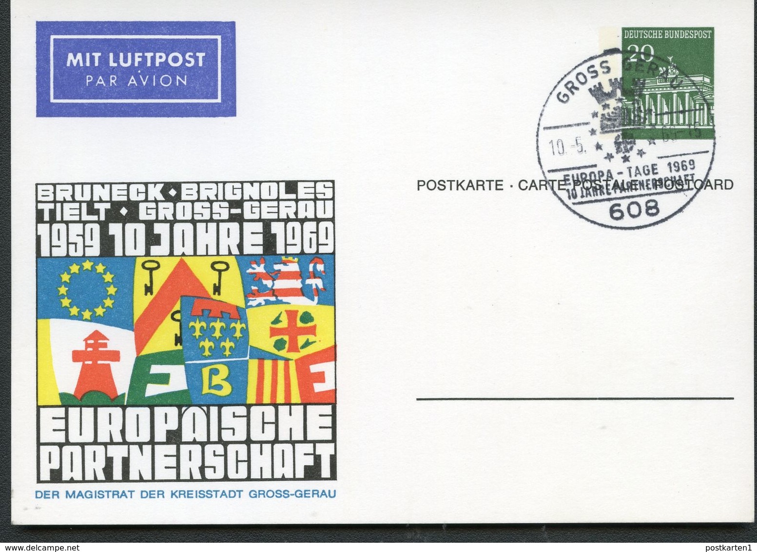 Bund PP43 C2/002 EUROPA-TAGE GROSS-GERAU Sost.1969  NGK 7,00 € - Cartes Postales Privées - Oblitérées