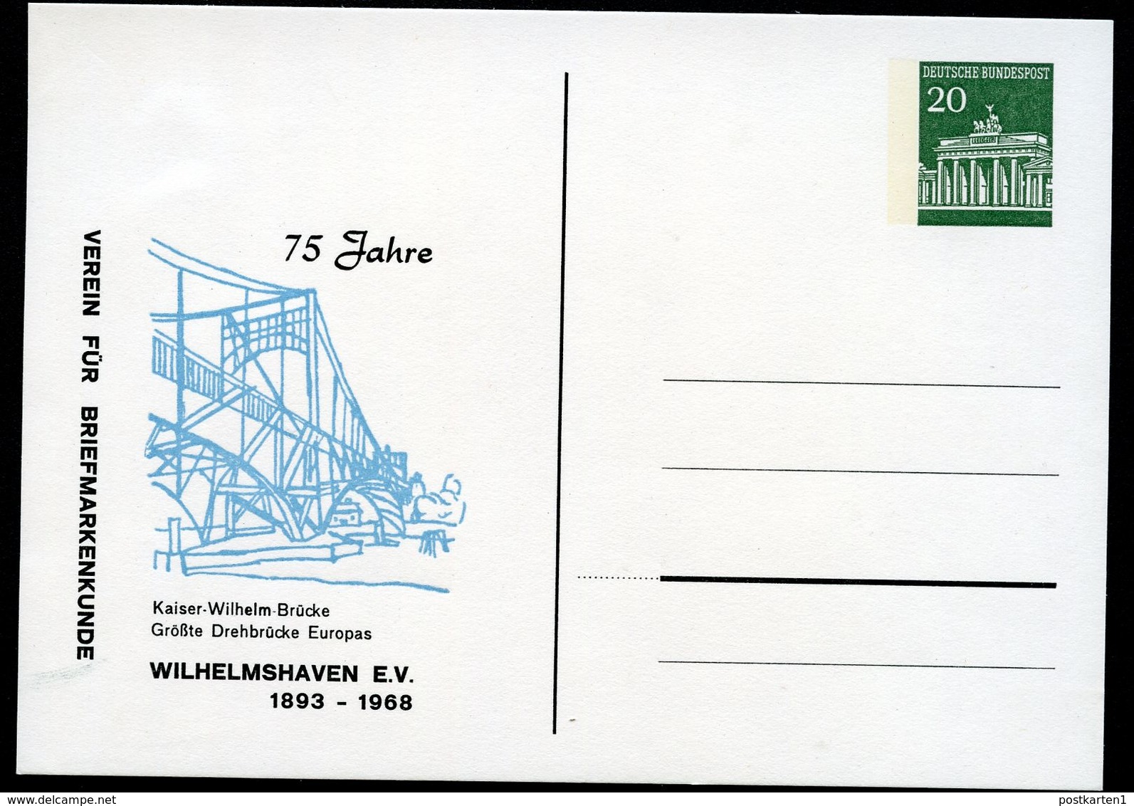 Bund PP43 C2/007 WILHELMSHAVEN KAISER-WILHELM-BRÜCKE 1968  NGK 10,00 € - Privatpostkarten - Ungebraucht