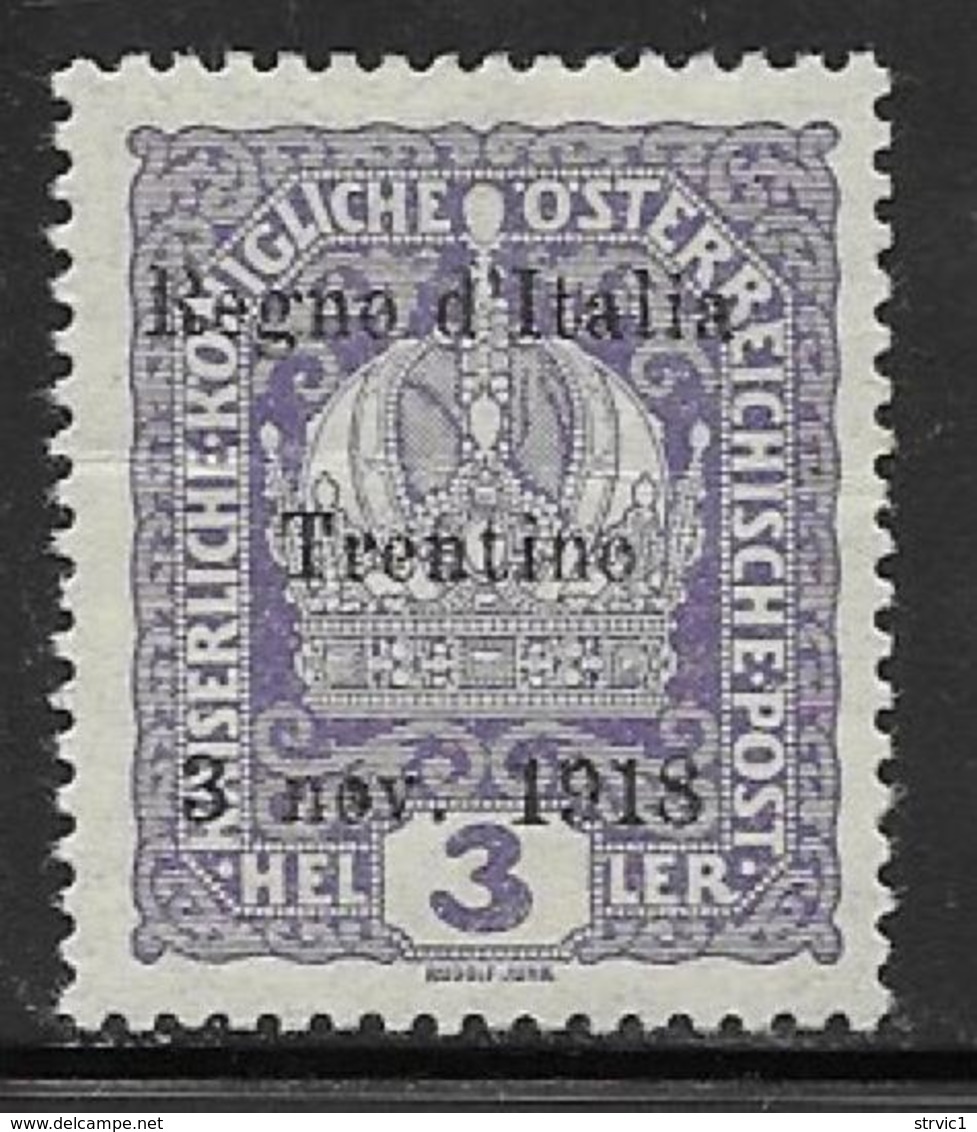 Italy Occupation Austria Scott # N33 Mint Hinged Austria Stamp Overprinted, 1918 - Austrian Occupation