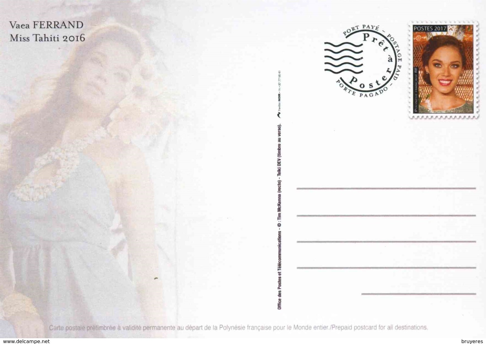 Entier Postal De 2017 Sur CP Avec Timbre Et Illust. "Miss TAHITI 2016" - Postal Stationery