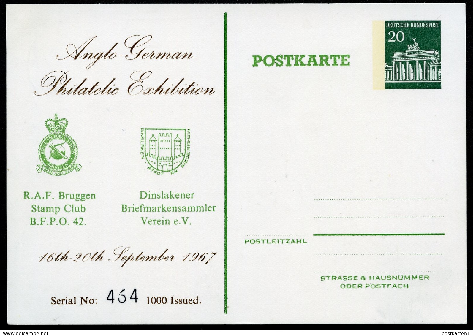 Bund PP43 D2/004 ELMPT DT-BRITISCHE AUSSTELLUNG 1967  NGK 5,00 € - Private Postcards - Mint