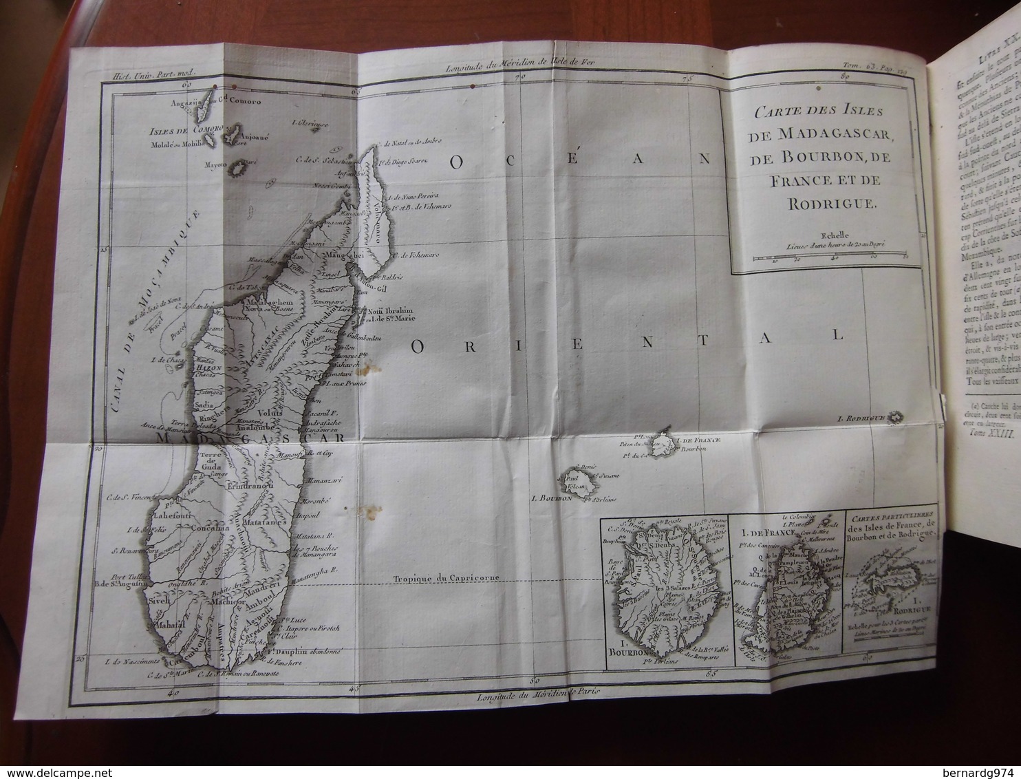 Madagascar, Bourbon (Réunion), Ile Maurice (Ile De France)  : Rare Ouvrage De 1784 Avec Carte Dépliante Des Iles - 1701-1800