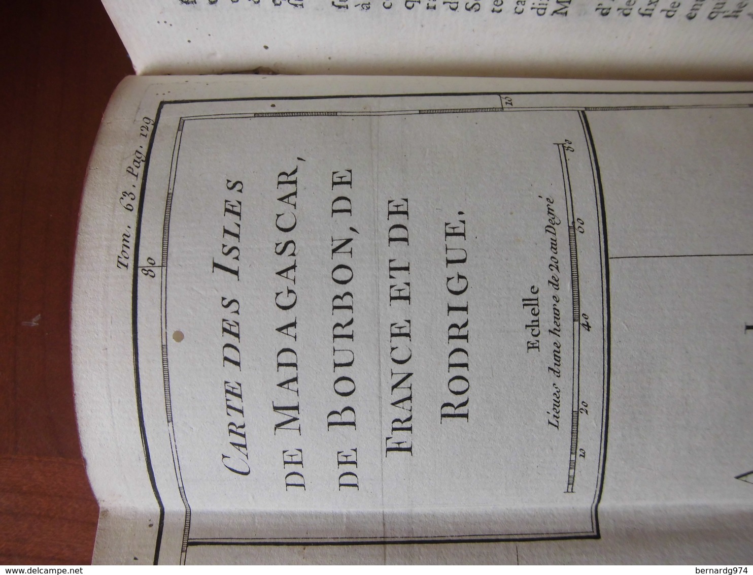 Madagascar, Bourbon (Réunion), Ile Maurice (Ile de France)  : rare ouvrage de 1784 avec carte dépliante des Iles