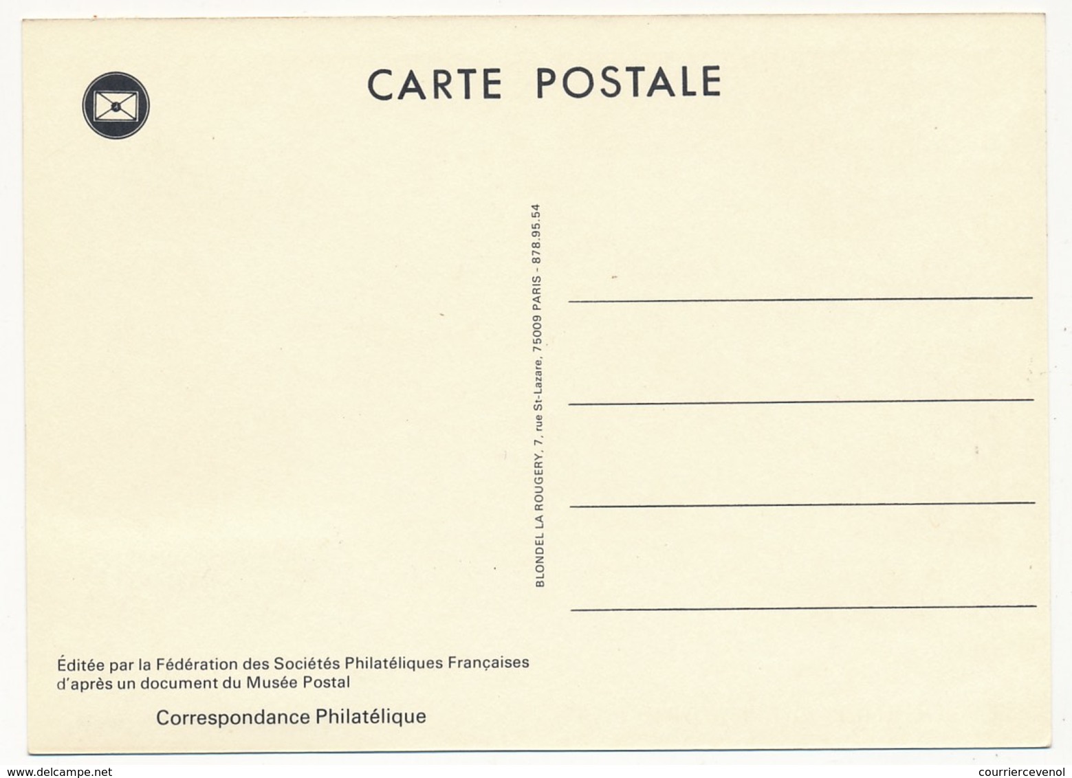 FRANCE - Carte Fédérale - Journée Du Timbre 1979 (Hotel Des Postes) - 57 SARRALBE - Journée Du Timbre