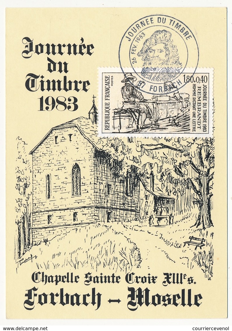 FRANCE - Carte Locale - Journée Du Timbre 1983 (Homme Dictant Une Lettre) - 57 FORBACH - Stamp's Day