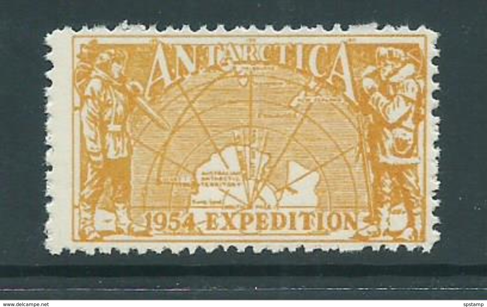 Australian Antarctic Territory 1954 Expedition Label Yellow Map Single MNH - Other & Unclassified