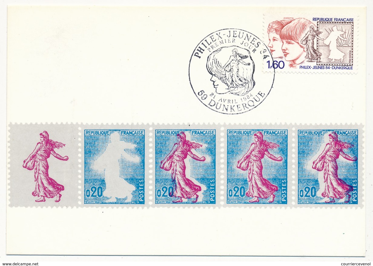 FRANCE - Carte Maximum - 1,60 PHILEX-JEUNES - 59 DUNKERQUE 21 Avril 1984 - Briefmarkenausstellungen