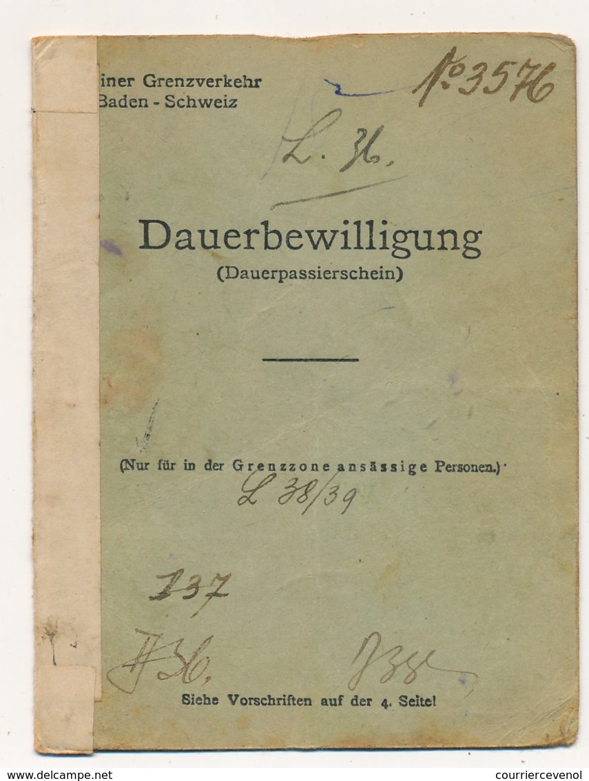 SUISSE / BADE - Dauerbewillingung (Autorisation Permanente) Passage Frontière Konstanz => Suisse - Fiscaux - Documents Historiques