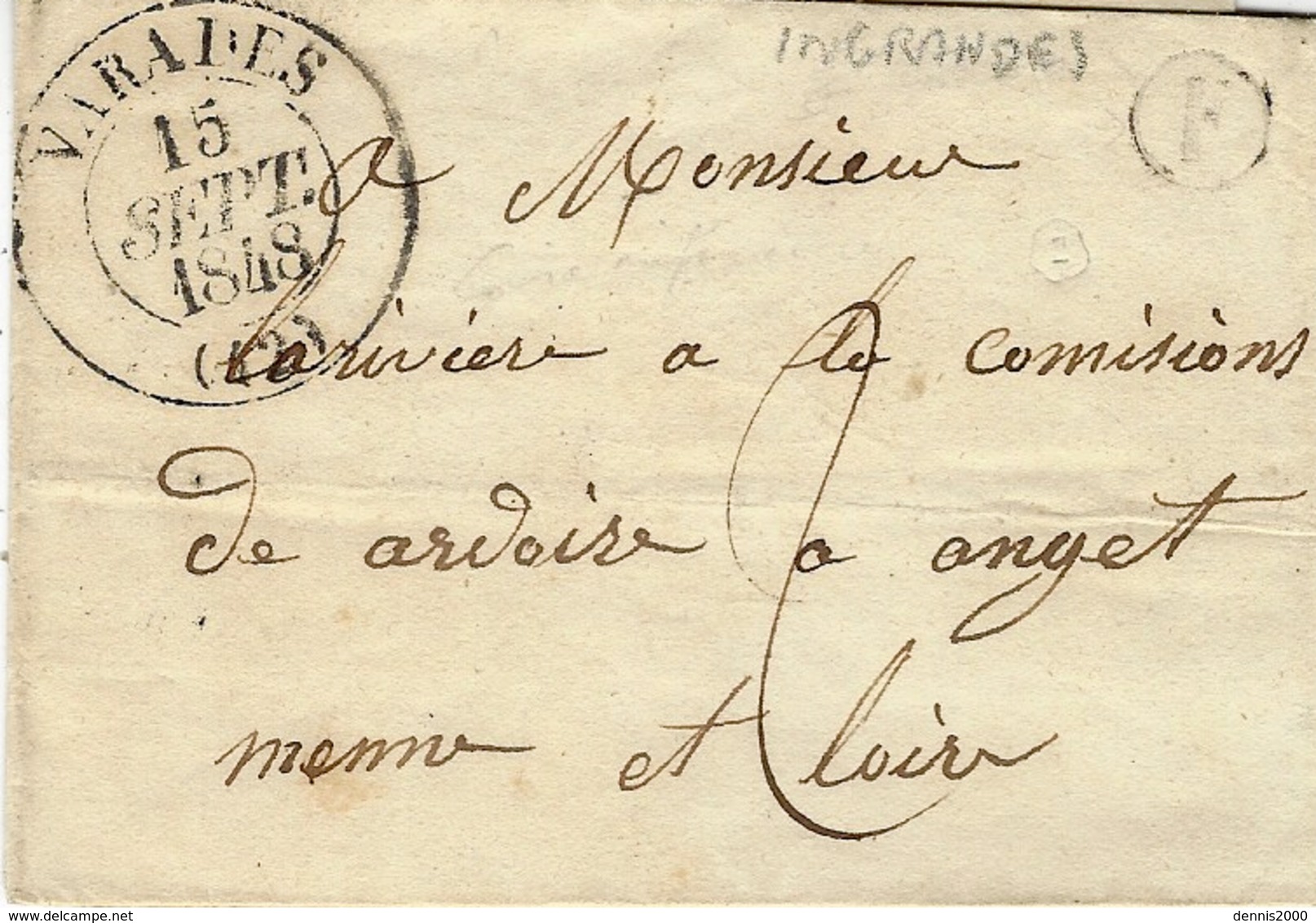 1848- Lettre De VARADES ( Loire Inférieure  ) Cad T13 +F Boite Rurale D'Ingrandes - 1801-1848: Precursores XIX