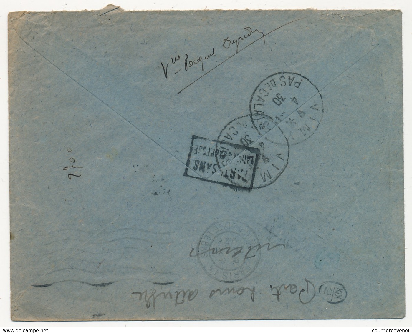 FRANCE - Enveloppe Depuis VIMY (Pas De Calais) 1929 - Cachet Numéroté "Retour à L'envoyeur 40" (Paris) - Handstempel