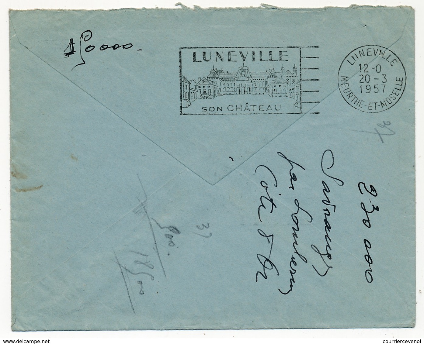 FRANCE - Enveloppe Depuis LAMARCHE (Vosges) 1957 - Cachet Numéroté "Retour à L'envoyeur 2125" (Lunéville - Meurthe Et M) - Handstempel