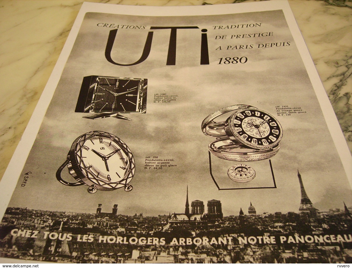 ANCIENNE PUBLICITE  HORLOGERIE DE LUXE CREATION UTI 1961 - Autres & Non Classés