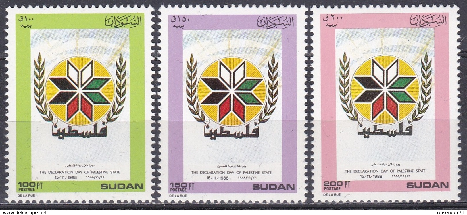 Sudan Soudan 1989 Geschichte History Aufstand Rebellion Palästina Palestine Wappen Arms Naher Osten, Mi. 404-6 ** - Soedan (1954-...)