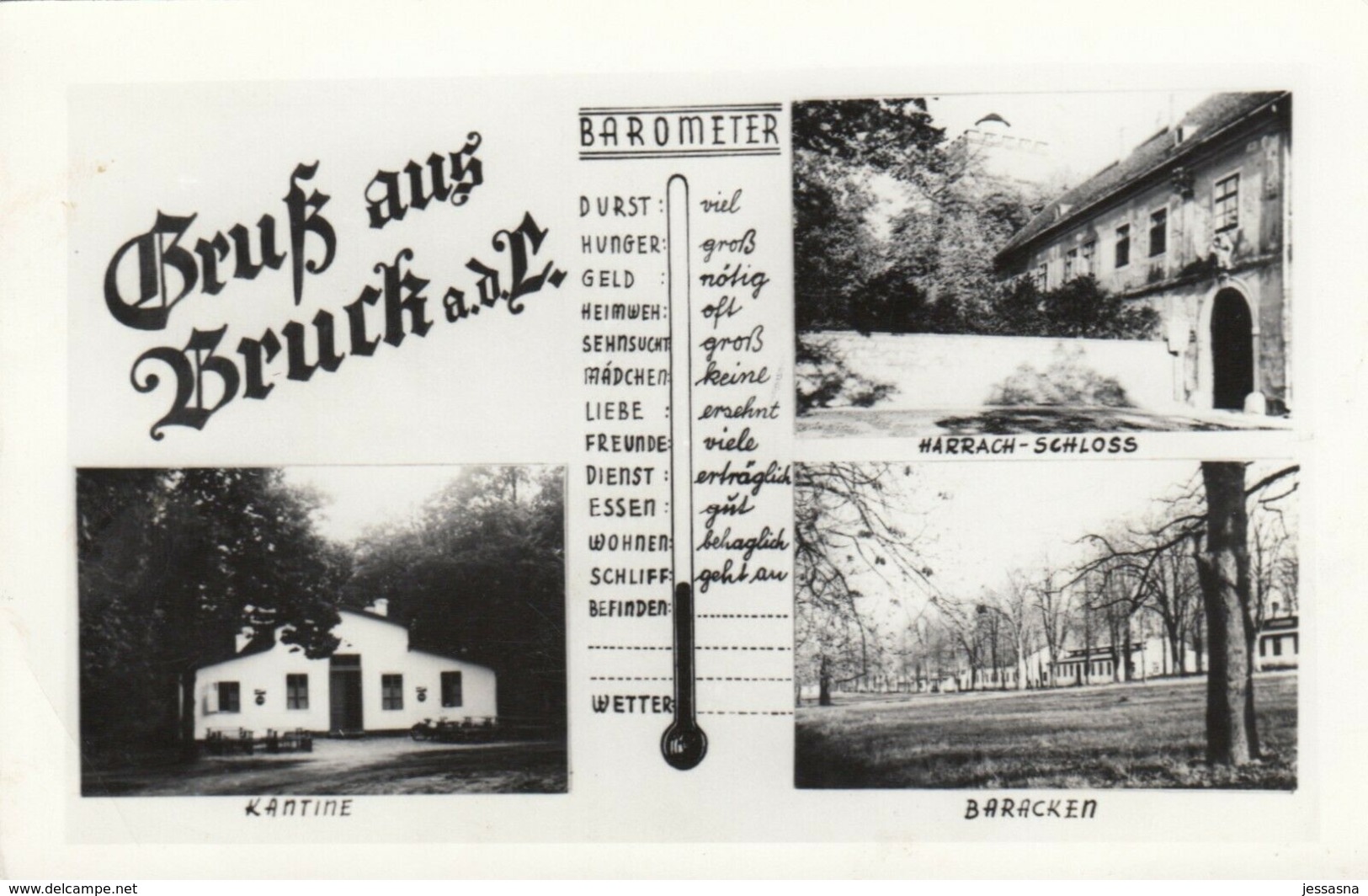 AK - NÖ - Gruss Aus BRUCK A/d Leitha - Kantine - Baracken - Harrach Schloss 1950 - Bruck An Der Leitha