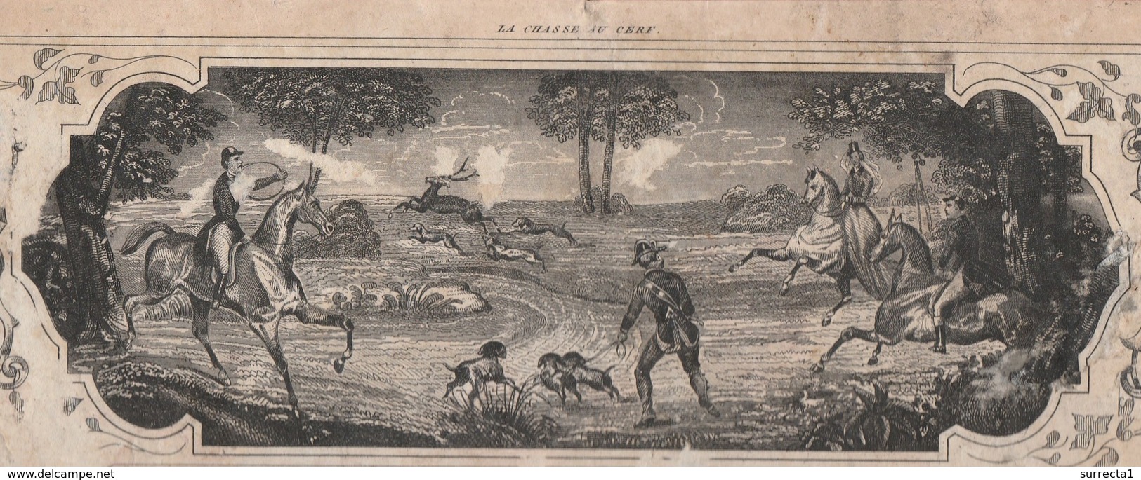 Calendrier 1853 / Scènes Chasse à Courre "La Chasse Au Cerf" Et "Le Cerf Aux Abois"/ Impr Dubois Trianon Paris - Grossformat : ...-1900