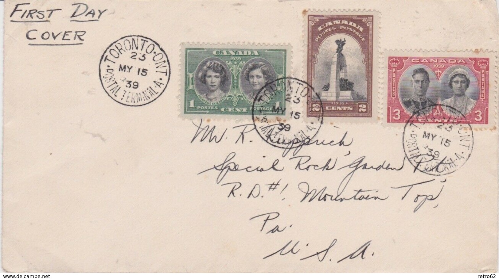 1939  Canada → KGVI Royal Visit Toronto     ►First Day Cover◄ - ....-1951